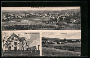 AK Bottendorf i. Hessen, Schulhaus, Ortsansicht, Blick auf Wolkersdorf 1913 - Picture 1 of 2