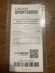 Caesars Sportsbook Travis Hunter Heisman Trophy Winner Bet Slip Rookie NFL Draft - Picture 1 of 2