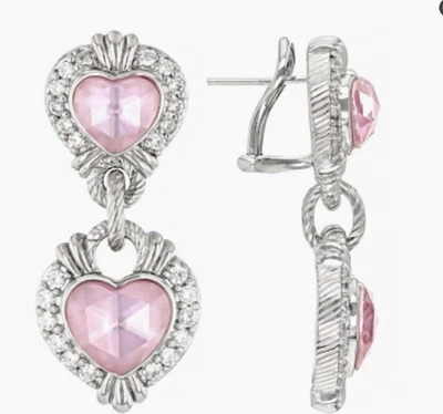 Pendientes románticos de plata esterlina Judith Ripka doblete de circonita cúbica rosa y nácar Foto 1 de 4