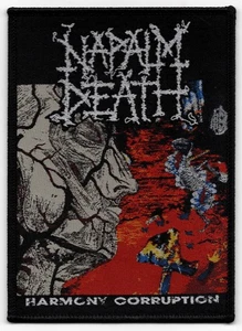 NAPALM DEATH-HARMONY CORRUPTION-WOVEN PATCH-BLACK BORDERS - Picture 1 of 1