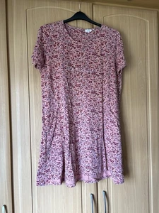 FatFace Women's Simone Jersey Dress 16 Dusky Pink Patterned Excellent Cond - Picture 1 of 5