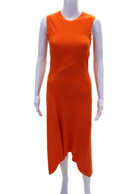 Vestido midi de punto acanalado cuello redondo sin mangas naranja talla 2 Allsaints para mujer Foto 1 de 4