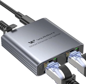 WARRKY Ethernet Splitter 1 do 2, szybki rozdzielacz LAN 1000 Mbps, [0,55 cala... - Zdjęcie 1 z 14
