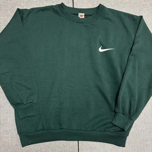 Vintage Nike Sweatshirt Mens XL Forrest Green Crewneck Big Swoosh  Fleece  90s - Picture 1 of 4