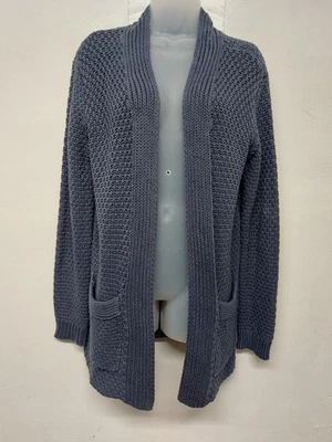 Cárdigan tejido grueso Woolovers para damas talla 8-10 azul manga larga longitud media Foto 1 de 4