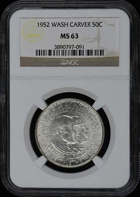 WASHINGTON-CARVER 1952 Silver Commemorative 50C NGC MS63 - Image 1 of 2