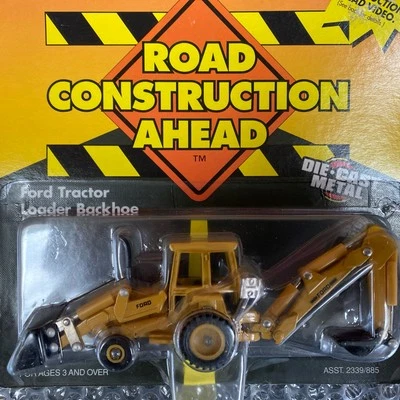 Ertl Road Construction Ahead Ford Tractor Loader Backhoe #885 Die Cast NIP - Image 1 of 4