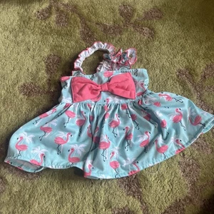 Simply Dog Big Lots Kleid Flamingos Rosa Schleife - Bild 1 von 4