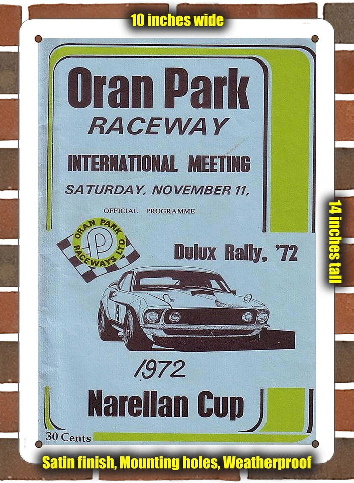 Metal Sign - 1972 Oran Park Raceway Racing Program - 10x14 inches - Image 1 of 1