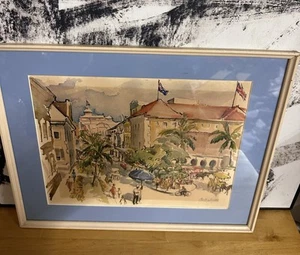 Cecile Johnson - 2 Piece Art Set - Vintage Framed Pink Carriage, Street Scene - Picture 1 of 17