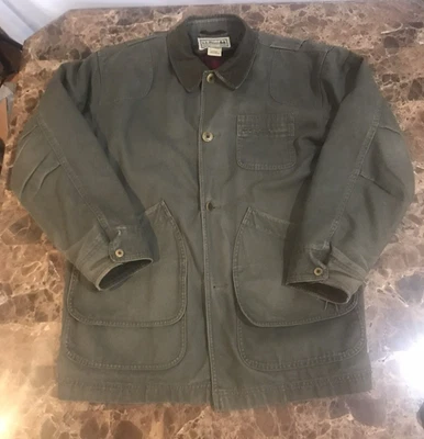 Abrigo vintage LL Bean lona tareas de granero - forro de lana - grande para hombre Foto 1 de 4