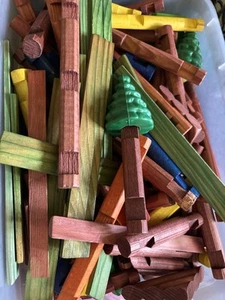 Lincoln Logs Building Logs Mixed Lot OVER l00 Pieces Partially New - Picture 1 of 3