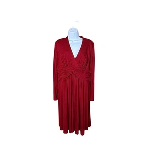 Adrianna Papell Dress Size 16 Red Pleats - Picture 1 of 4