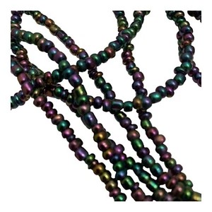 "Collar largo de hematita arco iris de una sola hebra 57"" metálico púrpura verde azul" - Imagen 1 de 7