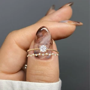 Lab grown diamond stylish Wedding ring band, Round cut, 14k gold , F+ | VS+ - Picture 1 of 6