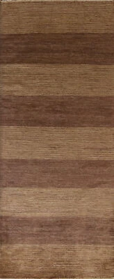 Striped Gabbeh Modern 9 ft. Runner Rug 4x9 Handmade Wool - Image 1 of 4