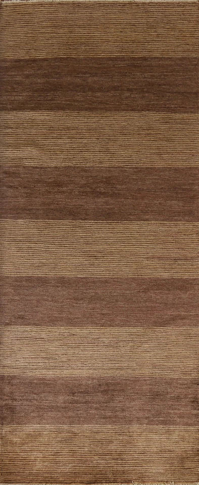 Striped Gabbeh Modern 9 ft. Runner Rug 4x9 Handmade Wool - Image 1 of 4