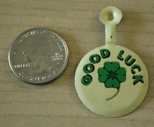 Good Luck Clover Shamrock Foldover Tab Pinback Button #31306 - Picture 1 of 2