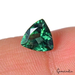 7x3mm Natural Gemstone Tourmaline Neon Green Trillion Cut Certified Mozambique - Picture 1 of 9