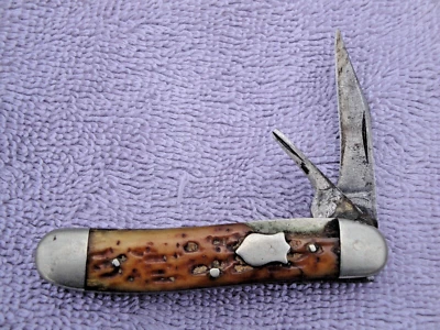VINTAGE E.C. SIMMONS  KEEN KUTTER  BONE SERPENTINE PEANUT STYLE KNIFE 23628 3/4 - Image 1 of 4
