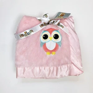 Bass Pro Shops Owl Applique Satin Trimmed Pink Baby Blanket NWT - Picture 1 of 2