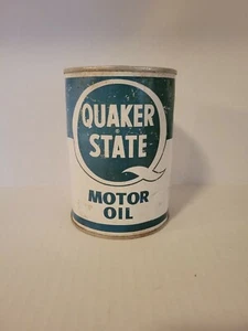 Vintage Quaker State Motor Oil Can 1 Quart Green White SAE 20W-30 - Picture 1 of 9