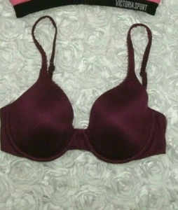 32d Victoria Secret LINED Wire  BURGUNDY RED Body By Bra NWOT FREE SHIPPING - Picture 1 of 3