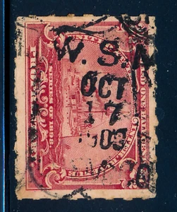 US Revenue Stamp Battleship RB28p William S. Merrell shield cancel - Picture 1 of 4