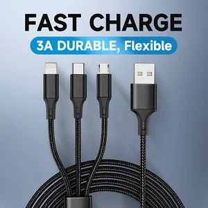Cable de carga 1,2 M Nylon rápido 3 en 1 cable de carga múltiple para todos los teléfonos móviles ALLPOWERS - Imagen 1 de 10