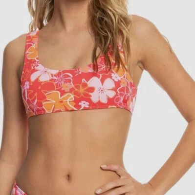 Traje de baño Roxy para mujer joven rojo prado flores estampado bralette talla L Foto 1 de 2