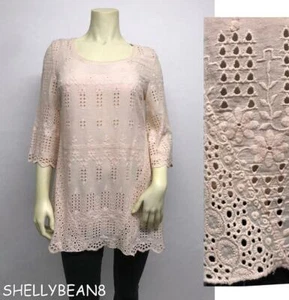 SUNDANCE KATALOG bestickt Baumwolle ÖSEN TUNIKA Bluse Top & Slip TASCHENSAUM XS - Bild 1 von 1