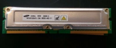LOT of 3 Samsung 256MB/8 RDRAM RIMM, 800-40, MR16R1628AF0-CM8, non-ECC - Image 1 of 3