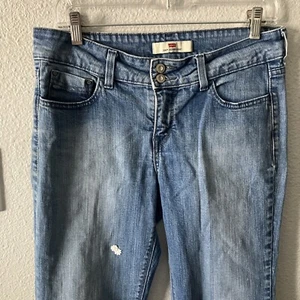 Levis 526 Slender Boot Womens Size 6 Floral Light Blue Low Rise Jeans 31x31 - Picture 1 of 7