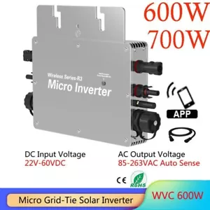 WVC 600W 700W MPPT Solar PV Grid Tie Micro Inverter DC 22V-60V to AC 220V 110V - Picture 1 of 15