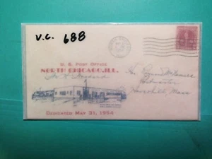 U. S.Stamp Vintage cover -688 Bradock's Field - N. Chicago Post office - Picture 1 of 1