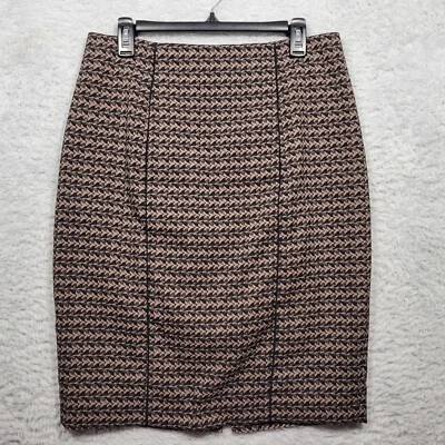 Mossimo Skirt Womens 12 Brown Black Straight Back Zip Slit Lined 32x24 - Image 1 of 4