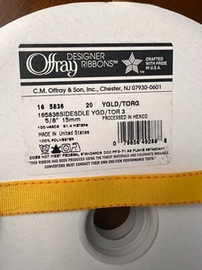 Offray 5/8" Poly Grosgrain Ribbon, Yellow Gold, 100 Yards, Designer Ribbon - Picture 1 of 4