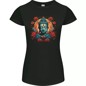 Buddha With Lotus Flowers Womens Petite Cut T-Shirt - Picture 1 of 3