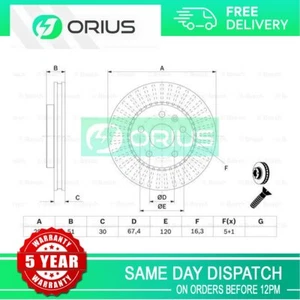 Brake Disc Front Orius Fits Vauxhall Insignia 2008-2017 + Other Models #1 - Picture 1 of 12