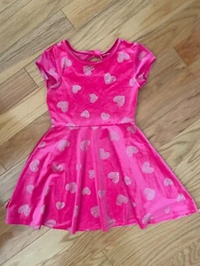 LOT of 2! NWT Girls 4T Red Heart Sweater & Girls sz 5-6 Pink Sparkle Heart Dress - Picture 1 of 6