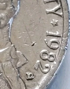 1982 D Over P Nickel Error,Circulated,Brilliant,collectable - Picture 1 of 5