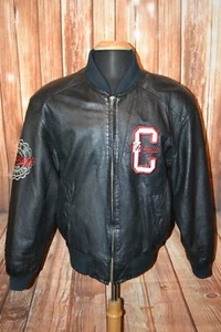 Vintage Mens IOU Euro Mode Genuine Leather Collection Embroidered Chicago Sz M - Picture 1 of 12