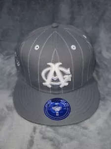 CHICAGO AMERICAN GIANTS NLB EBBETS FIELD GREY PINSTRIPE FITTED HAT SZ 8 MENS NEW - Picture 1 of 9