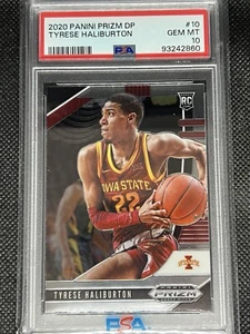 2020 Panini Prizm DP TYRESE HALIBURTON RC #10 ROOKIE CARD PSA 10 GEM MT - Foto 1 di 2
