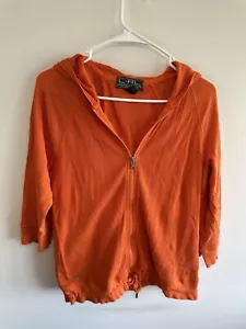 Women's L-RL Lauren Active Ralph Zip 4/3 Sleeve Top Jacket Size Large - Picture 1 of 8