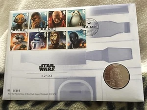 Star Wars The Last Jedi Royal Mail First Day Stamp Cover And R2-D2 coin - Picture 1 of 1