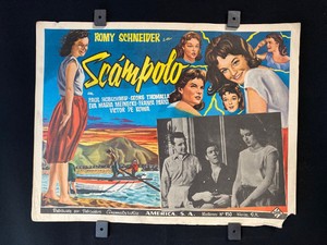 1958 SCAMPOLO Romy Schneider Paul Hubschmid Original Mexican Lobby Card 16"x12
