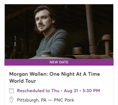 Morgan Wallen: One Night At A Time Tour PNC PARK, Pittsburgh   2 Pit Tickets - Image 1 of 2