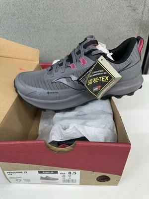 Saucony Women's Peregrine 13 GTX Shoes Size: 8.5 Gravel, Marron & Black  NEW - Image 1 of 4