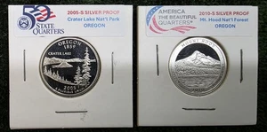 State of Oregon: Two Proof Silver Quarters - One Statehood & One ATB Quarter! - Picture 1 of 4